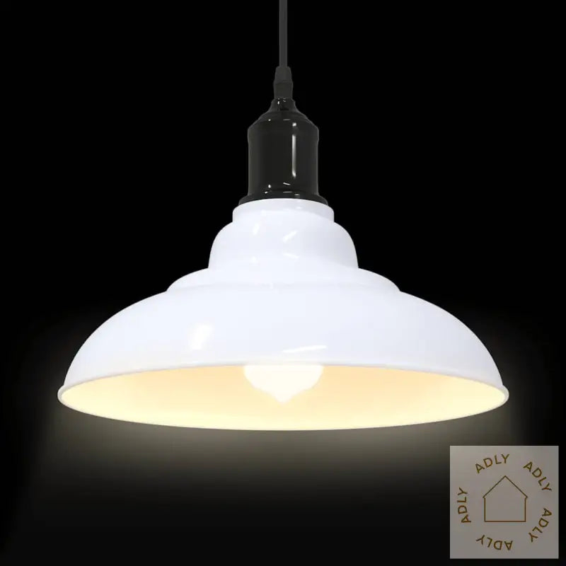 Pendellampe Høydejusterbar E27 Glans Hvit Ø 31 Cm Metall