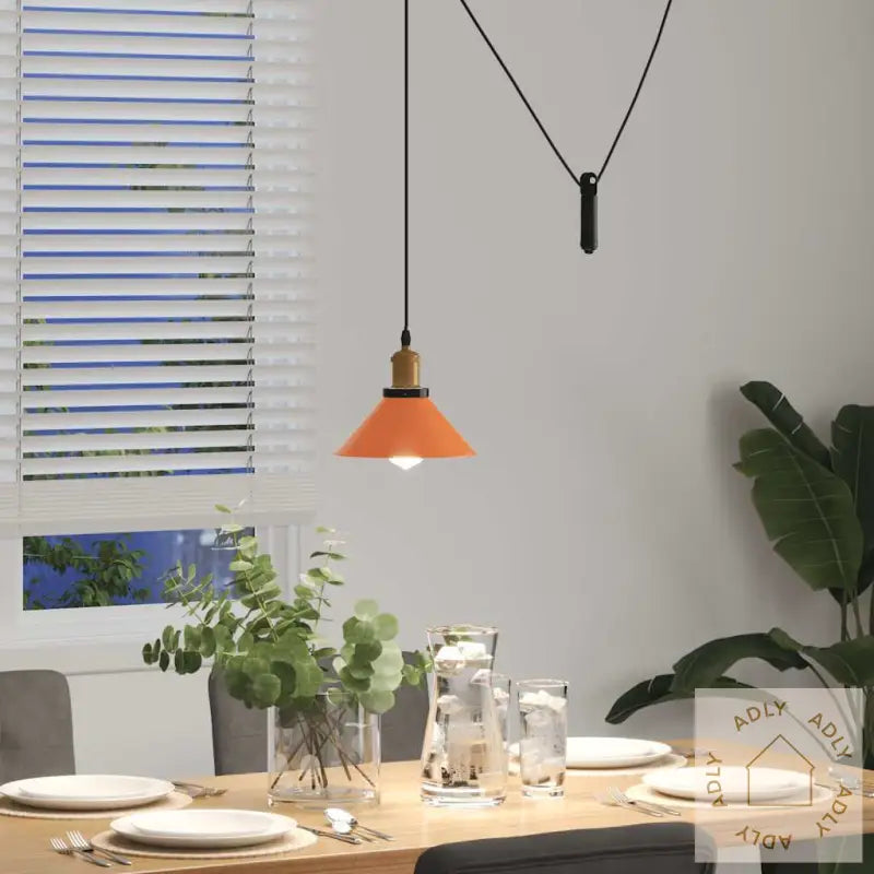Pendellampe Høydejusterbar E27 Glans Oransje Ø 22 Cm Metall