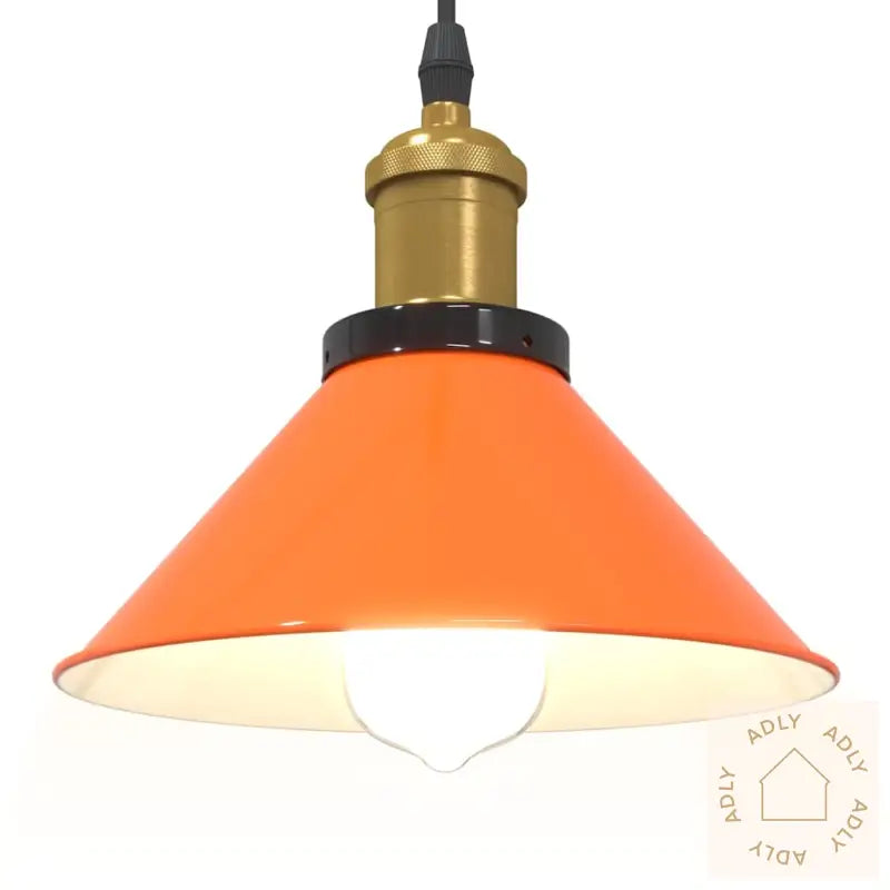 Pendellampe Høydejusterbar E27 Glans Oransje Ø 22 Cm Metall