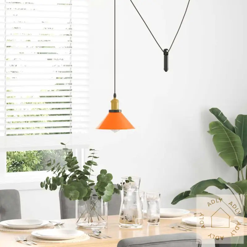 Pendellampe Høydejusterbar E27 Glans Oransje Ø 22 Cm Metall