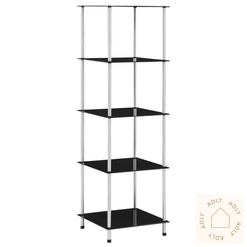 Hylle 5 Etasjer Svart 40X40X130 Cm Herdet Glass