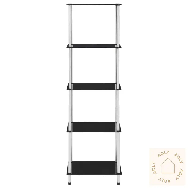 Hylle 5 Etasjer Svart 40X40X130 Cm Herdet Glass