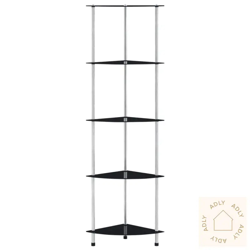 Hylle 5 Etasjer Svart 30X30X130 Cm Herdet Glass