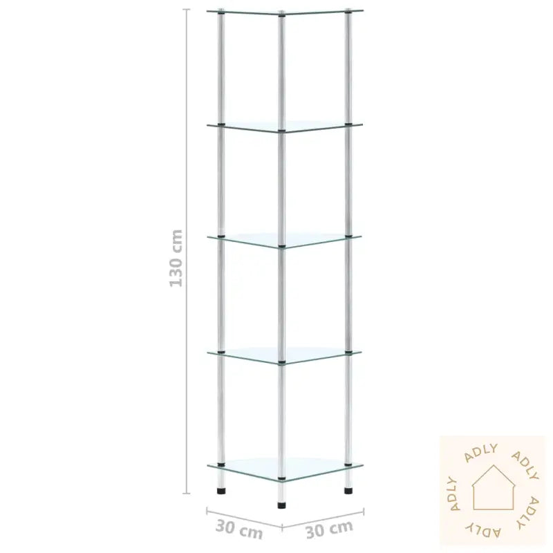 Hylle 5 Etasjer Gjennomsiktig 30X30X130 Cm Herdet Glass