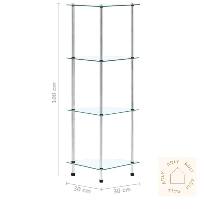 Hylle 4 Etasjer Gjennomsiktig 30X30X100 Cm Herdet Glass