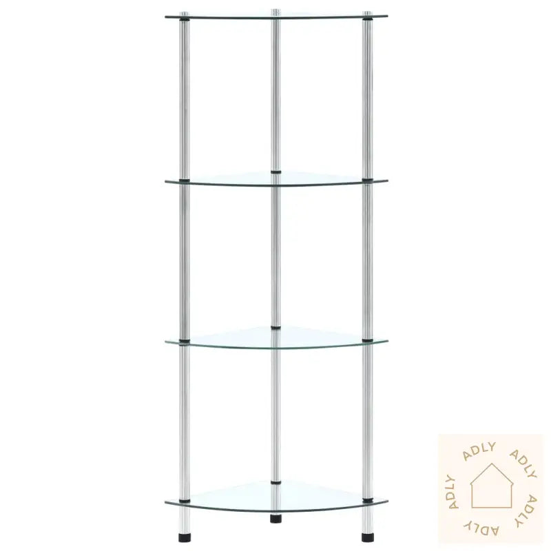 Hylle 4 Etasjer Gjennomsiktig 30X30X100 Cm Herdet Glass