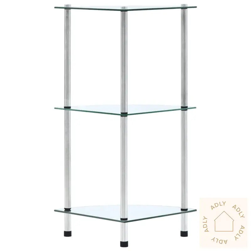 Hylle 3 Etasjer Gjennomsiktig 30X30X67 Cm Herdet Glass