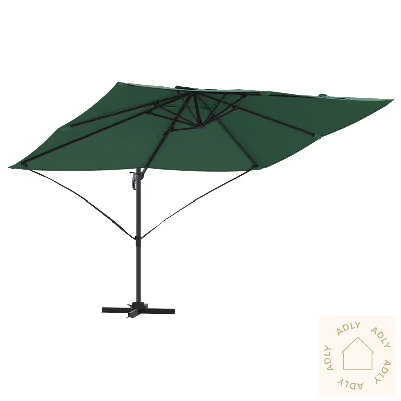 Grønn Cantilever Parasoll Grønn Polyester Og Metallramme Stor