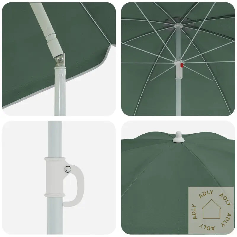 Strandparasol Med Metallstang Grønn 161X193 Cm Polyester