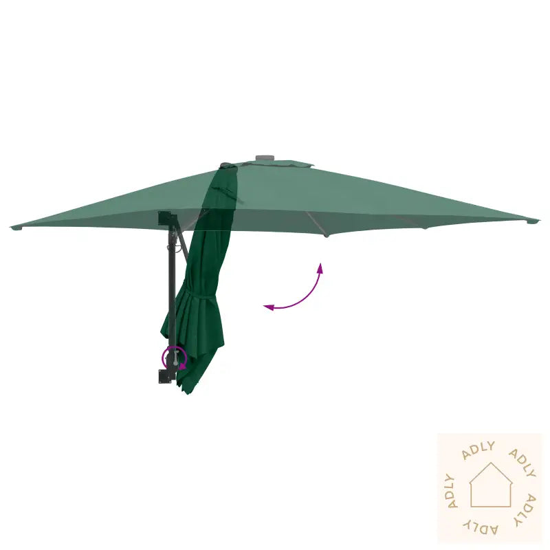 Uteplassparasoll Grønn Polyester 300 Cm X 300 Cm Sammenleggbar