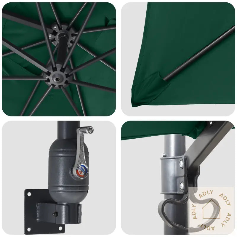 Uteplassparasoll Grønn Polyester 300 Cm X 300 Cm Sammenleggbar