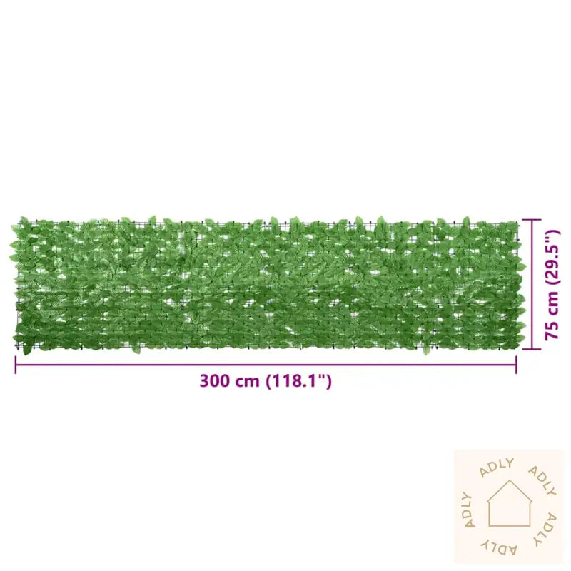Balkongskjerm Med Grønne Blader 300X75 Cm