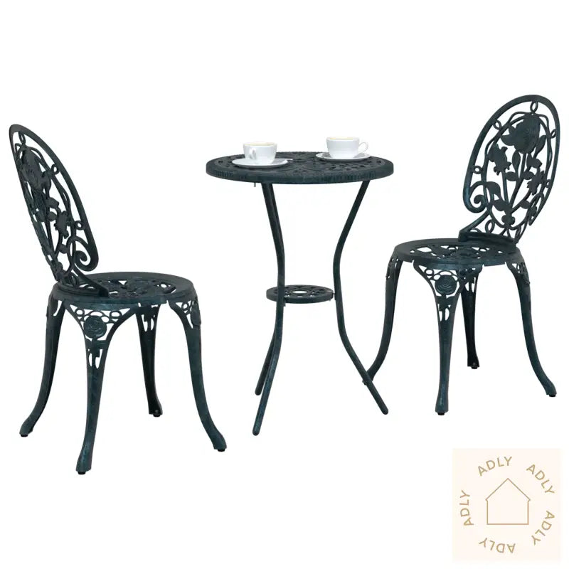 3-Dels Hagemøbelsett I Grønn Gjøt/Aluminium