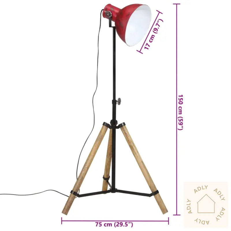 Vegglampe 25 W Mørkerød 75X75X90-150 Cm E27