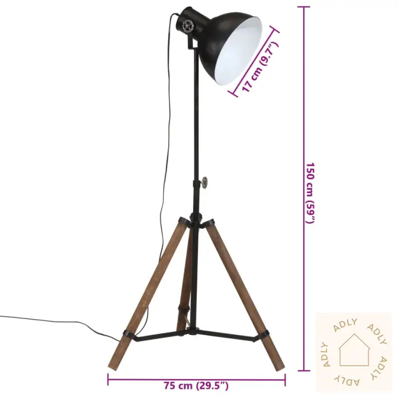 Gulvlampe 25 W Svart 75X75X90-150 Cm E27