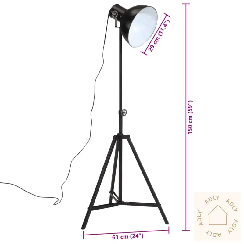 Gulvlampe 25 W Svart 61X61X90/150 Cm E27