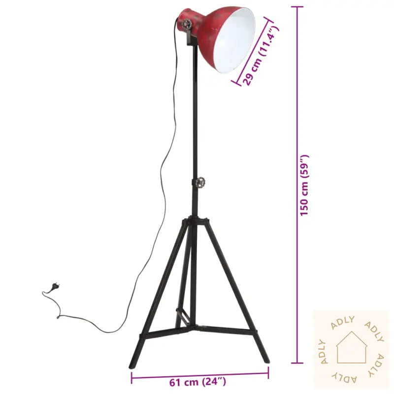 Gulvlampe 25 W Mørkerød 61X61X90/150 Cm E27