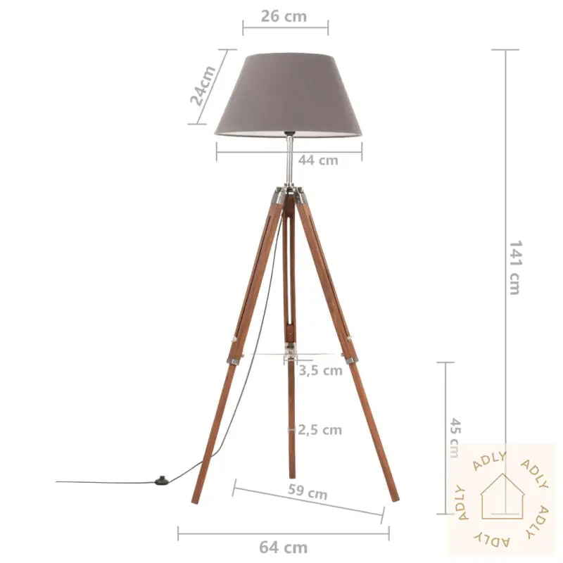 Gulvlampe Med Stativ Honningbrun Og Grå Heltre Teak 141 Cm