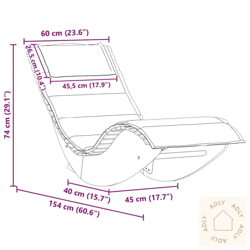 Gyngende Solfly Med Puter 2 Stk Solid Akasietre