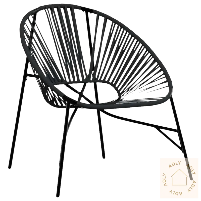 Black woven hage egg stol for uteplassen, komfortabel og stilig egg stol