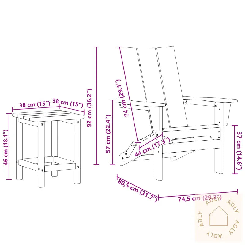 3-Delt Hage Lounge Sett Hvit Hdpe