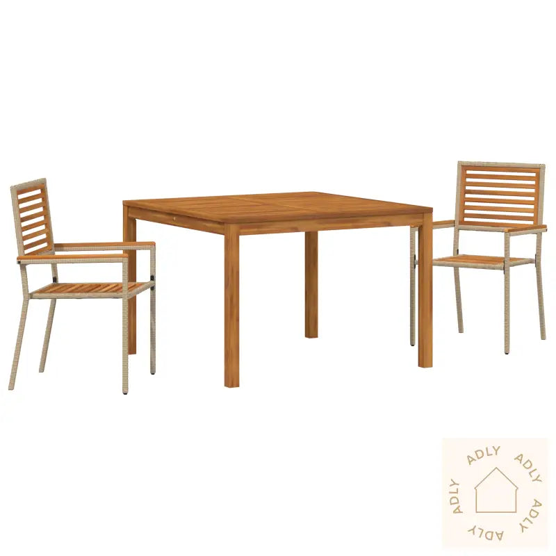 3-Delers Hage Spisebordsett Beige Akasietre