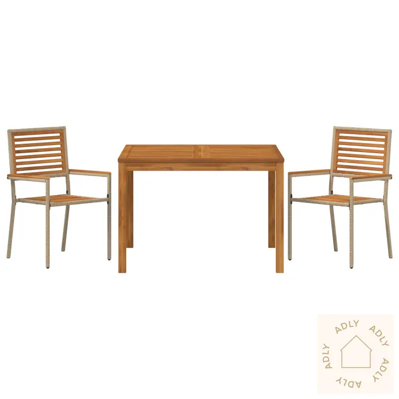 3-Delers Hage Spisebordsett Beige Akasietre