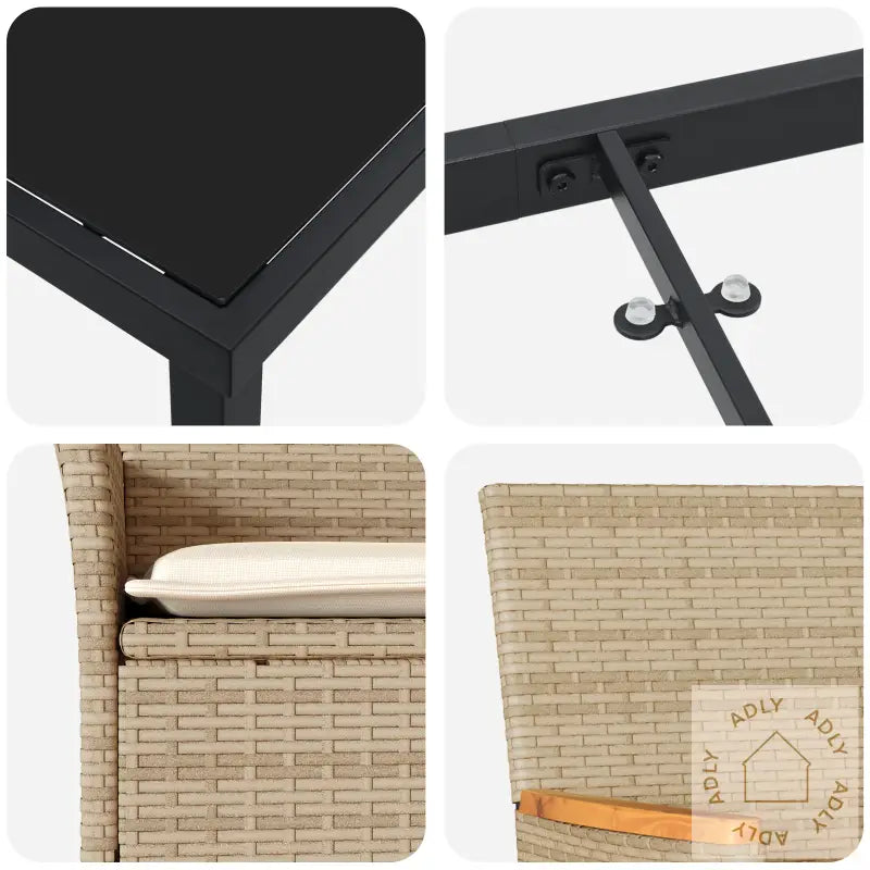 5-Delt Hage Spisegruppesett Med Puter Beige Poly Rattan
