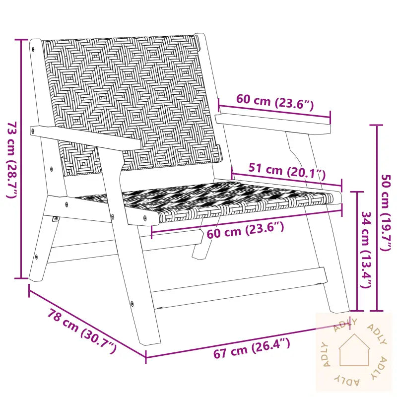 Hage Stoler 2 Stk Svart Og Hvit 76X67X73 Cm Massivt Akasietre