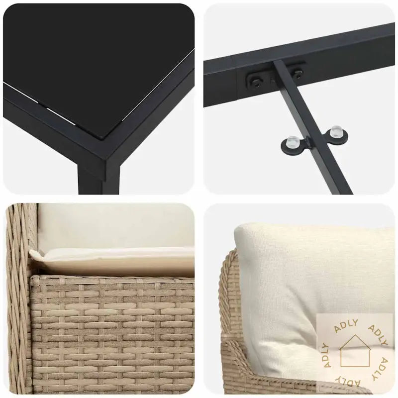 7 Delers Hage Spisesett Med Puter Beige Poly Rattan