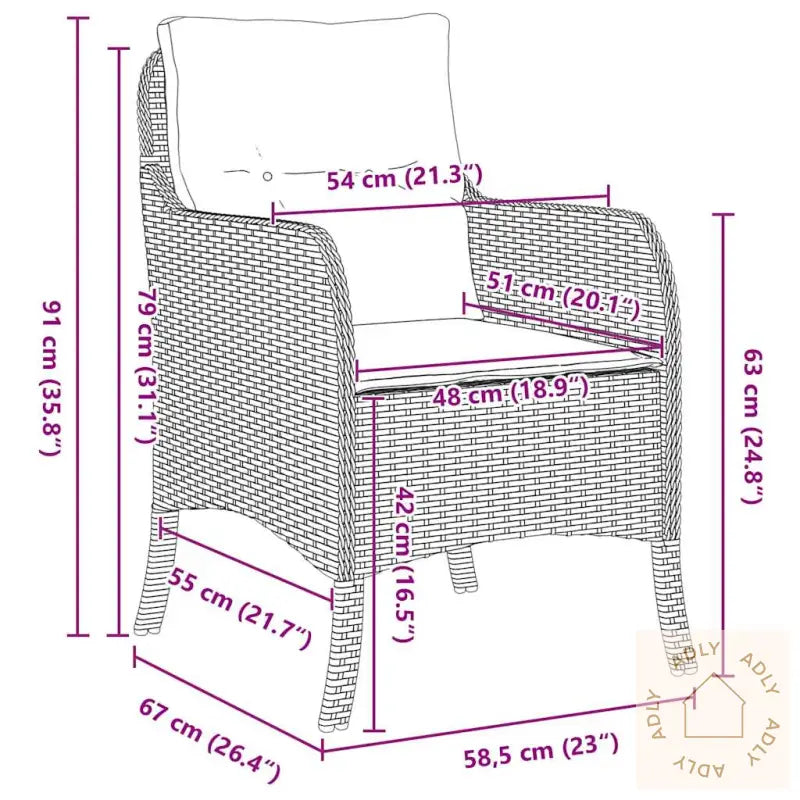 7 Delers Hage Spisesett Med Puter Beige Poly Rattan