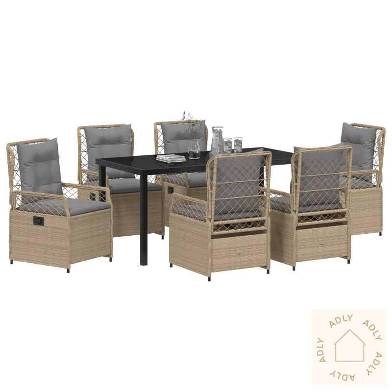 7-Delt Hage Spisebordsett Beige Poly Rotting