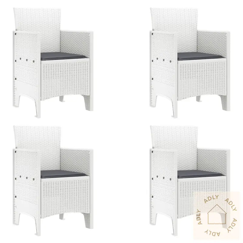 Hage Stoler Med Puter 4 Stk Hvit Poly Rattan
