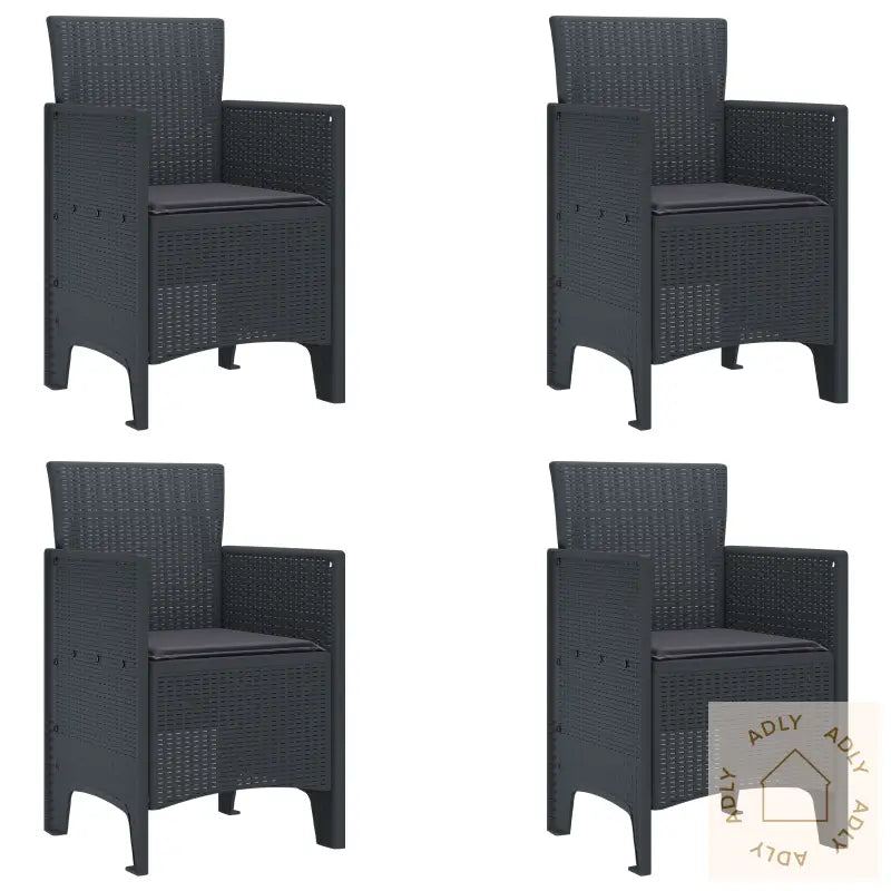 Hage Stoler Med Puter 4 Stk Antrasitt Poly Rattan