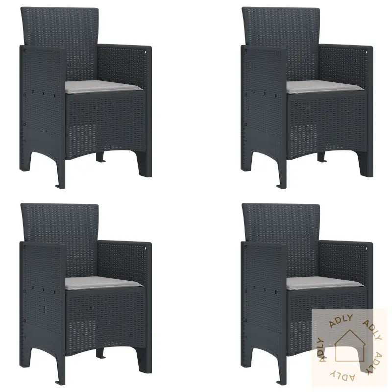 Hage Stoler Med Puter 4 Stk Antrasitt Poly Rattan