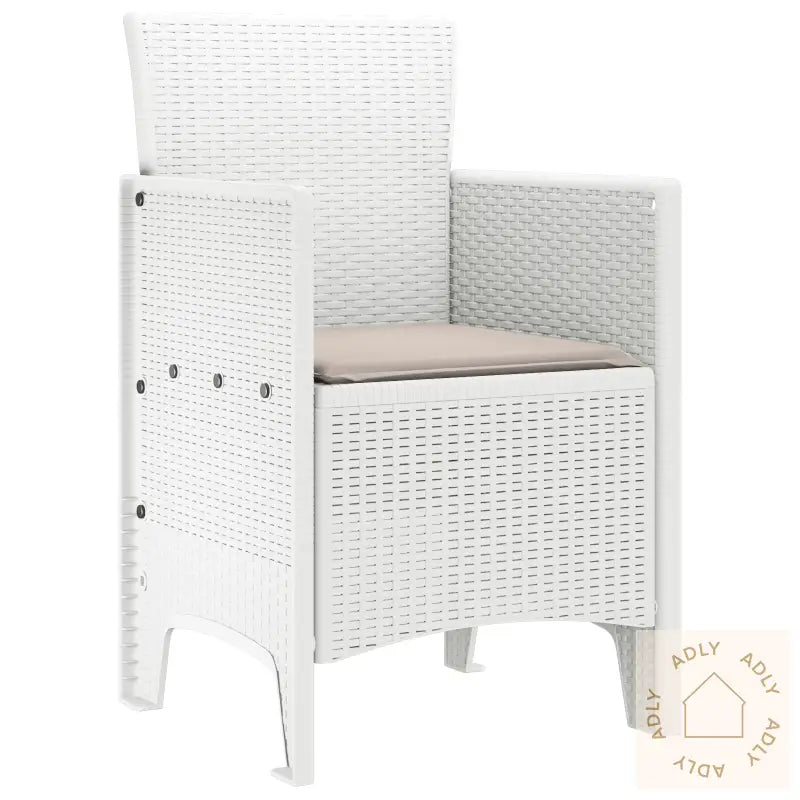 4 Stk Hvite Poly Rattan Hage Stoler Med Puter