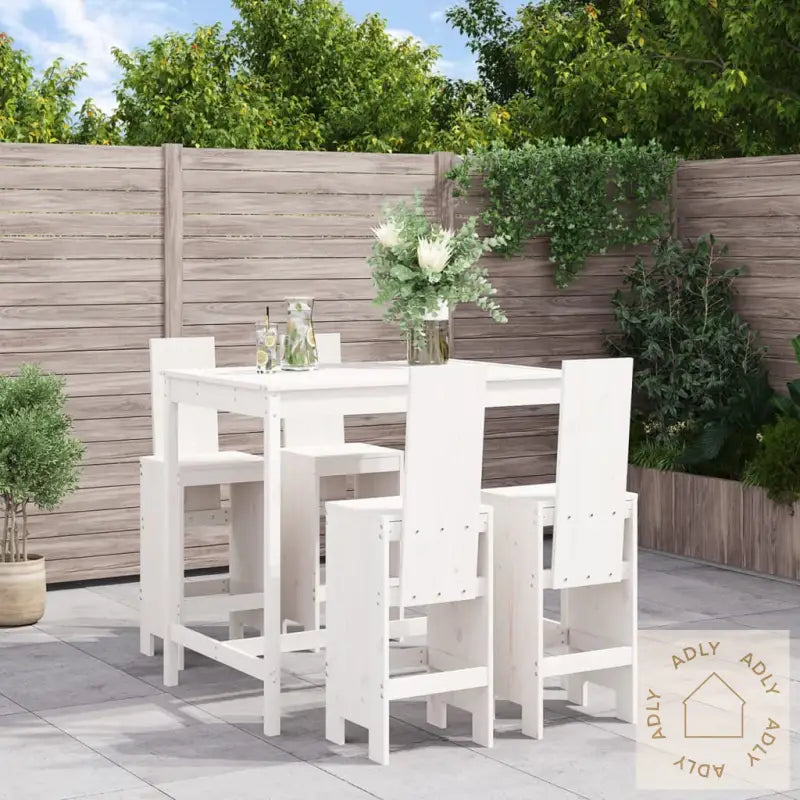 Hagebarsett 5 Deler Hvit Heltre Furu