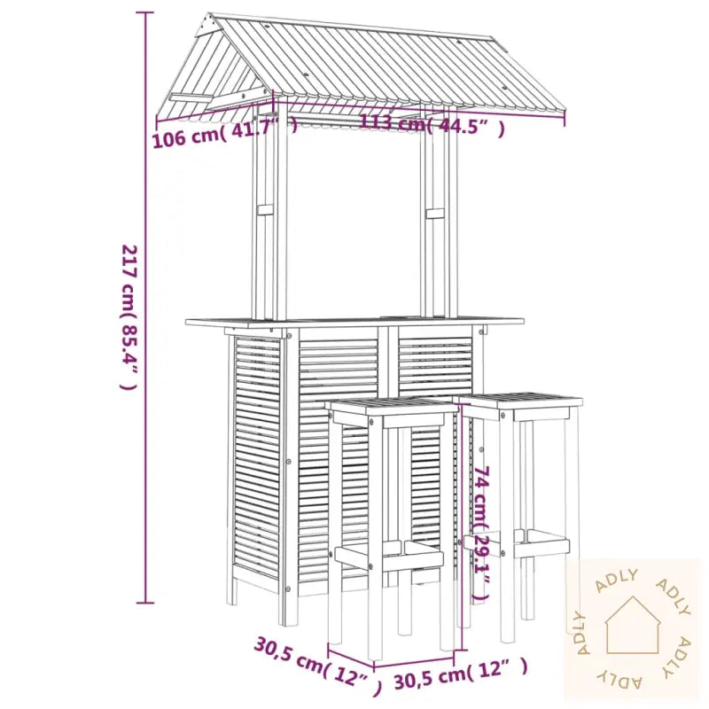 Hagebarsett 3 Deler Heltre Akasie