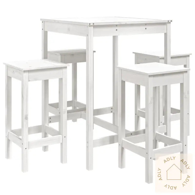 Hagebarsett 5 Deler Hvit Heltre Furu