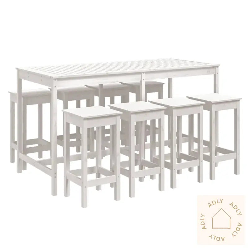 Hagebarsett 9 Deler Hvit Heltre Furu