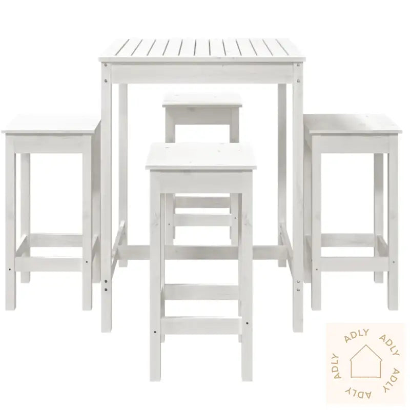 Hagebarsett 5 Deler Hvit Heltre Furu