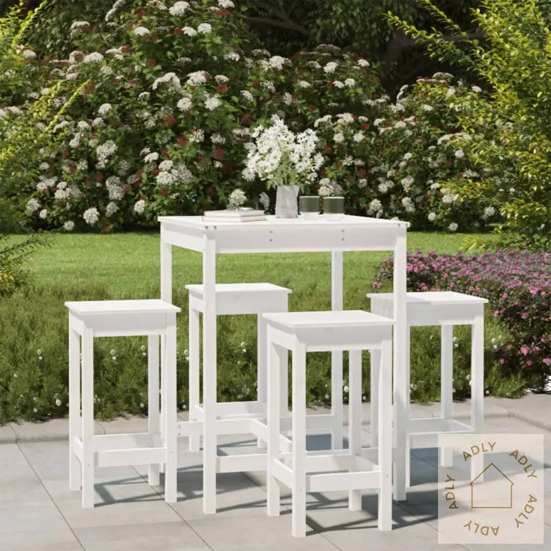Hagebarsett 5 Deler Hvit Heltre Furu