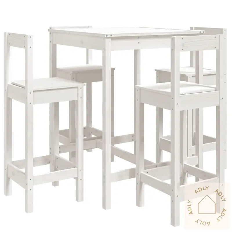 Hagebarsett 5 Deler Hvit Heltre Furu