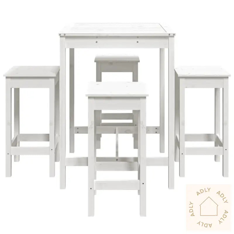 Hagebarsett 5 Deler Hvit Heltre Furu
