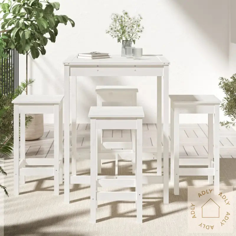 Hagebarsett 5 Deler Hvit Heltre Furu
