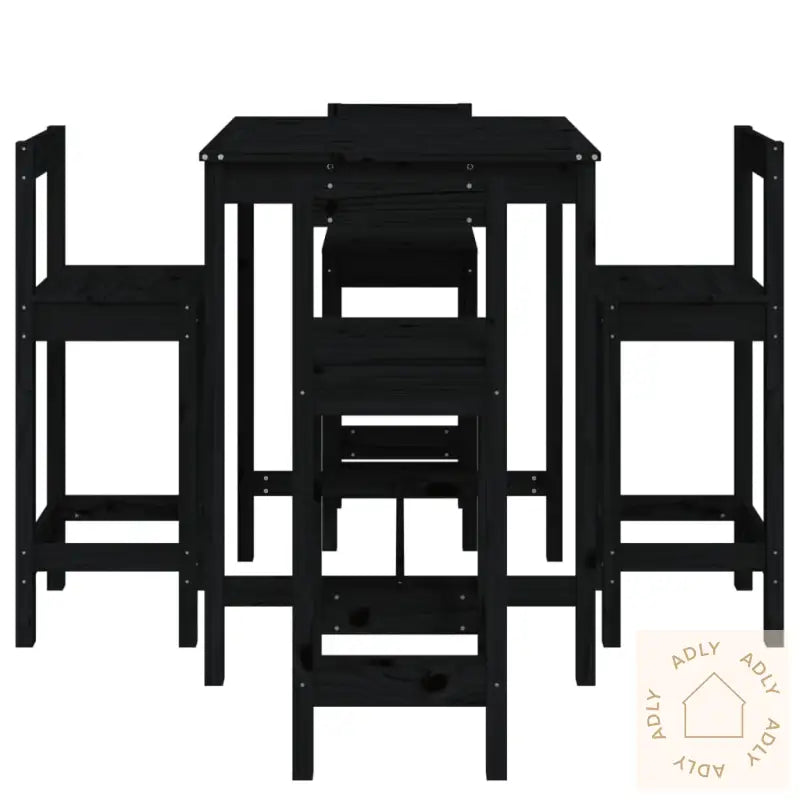 Hagebarsett 5 Deler Svart Heltre Furu