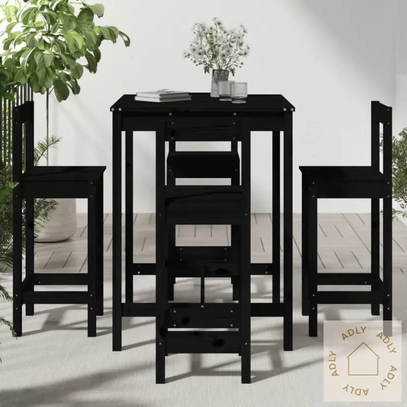 Hagebarsett 5 Deler Svart Heltre Furu