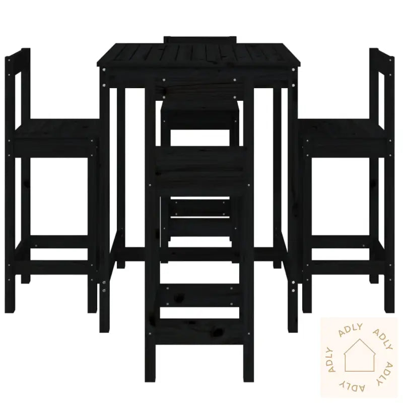 Hagebarsett 5 Deler Svart Heltre Furu