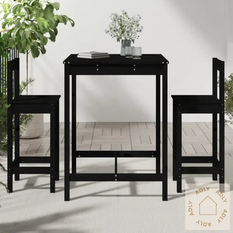 Hagebarsett 3 Deler Svart Heltre Furu