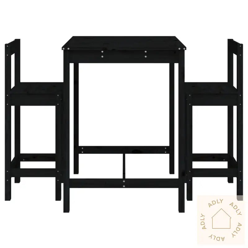 Hagebarsett 3 Deler Svart Heltre Furu